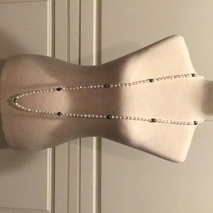 GENUINE BAROQUE WHITE AND GRAY PEARL LONG NECKLACE